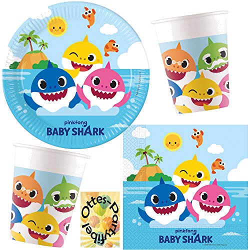 HHO Baby-Shark-Party-Set Baby-Shark-Partyset 52tlg. für 16 Gäste 16 Teller 16 Becher 20 Servietten HHO Baby-Shark-Party-Set Baby-Shark-Partyset 52tlg. für 16 Gäste 16 Teller 16 Becher 20 Servietten von HHO