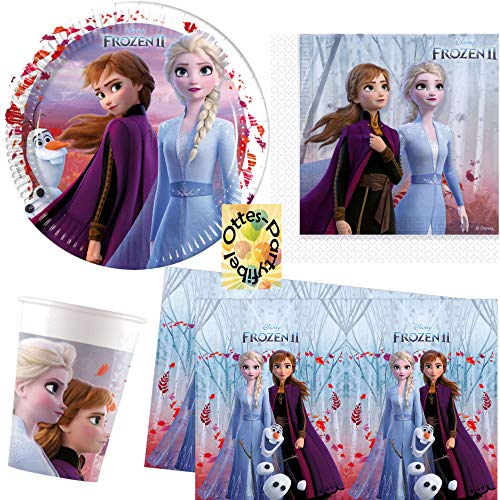HHO Eiskönigin-Party-Set Frozen 2 Party-Set 53tlg. für 16 KinderTeller Becher Servietten Tischdecke von HHO