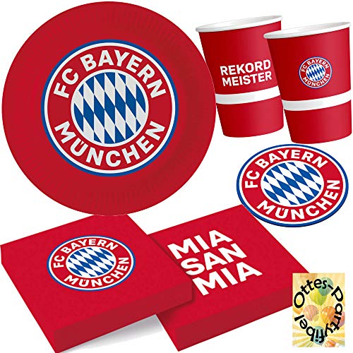 HHO FC-Bayern-München-Party-Set für 16 Fußballfans 76tlg. Teller Becher Servietten Untersetzer von HHO