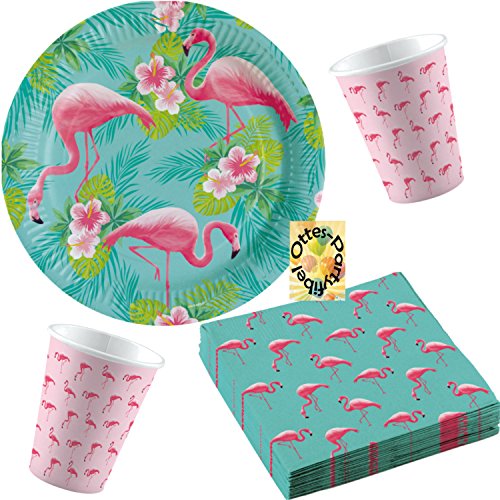 HHO Flamingo Paradise Paradies Partyset 52tlg. für 16 Gäste Teller Becher Servietten von HHO