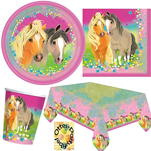 HHO Pretty-Pony-Horses-Pferde-Party-Set 53tlg. - für 16 Pferdefreunde Teller Becher Servietten Tischdecke von HHO