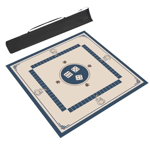 Mahjong-Matte, rutschfest und geräuschreduzierend, Pokermatte, Kartentischdecke,okermatte, Kartentischdecke, Brettspiel-Tischmatte, quadratische Spielmatte mit Tragetasche (blau, 70 x 70 cm) von HHOZsafety