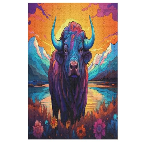 Büffel Holzpuzzle 1000 Teile, Knobelspiele Für Erwachsene, Teenager, Puzzles Unmögliche - Kinder Puzzle Zimmer Deko 78×53cm Büffel Holzpuzzle 1000 Teile, Knobelspiele Für Erwachsene, Teenager, Puzzles Unmögliche - Kinder Puzzle Zimmer Deko 78×53cm von HHXXXHH