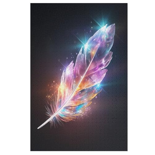 Bunte Federn 1000 Teile Puzzles Für Erwachsene Holzpuzzle Familienpuzzlespiel Stressabbau-Puzzle Für Kinder Ab 12 Jahren 78×53cm von HHXXXHH