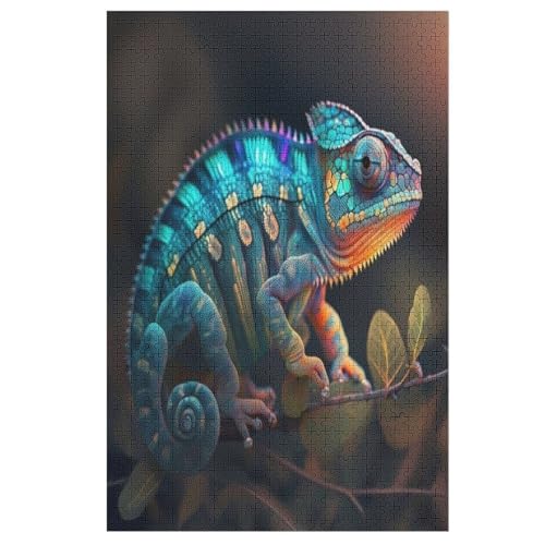 Chamäleon Holzpuzzle 1000 Teile Klassische Puzzles Erwachsene Kinder Puzzle DIY Kit Holzspielzeug Einzigartiges Geschenk 78×53cm von HHXXXHH
