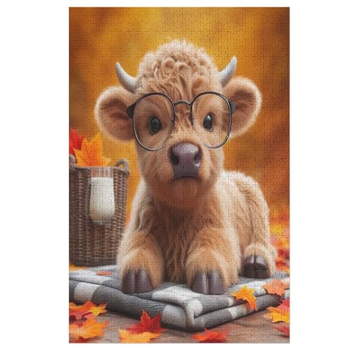 Cute Kuh 1000 Teile Puzzles Für Erwachsene,Holzpuzzle - Verringerter Druck Schwieriges Unmögliche Puzzle Für 12+ Kinder 78×53cm von HHXXXHH