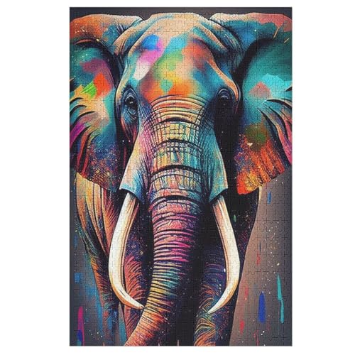Elefant 1000 Teile Puzzles Für Erwachsene Holzpuzzle Familienpuzzlespiel Stressabbau-Puzzle Für Kinder Ab 12 Jahren 78×53cm von HHXXXHH