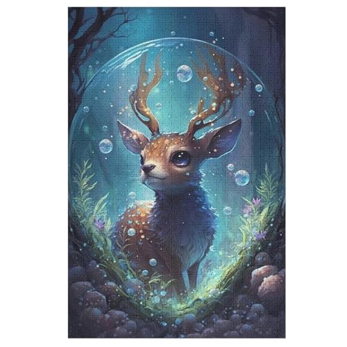 Hirsch Puzzles 1000 Teile Erwachsener Kniffel Spaß Für Die Ganze Familie, Holzpuzzle Kinder Erwachsene, Impossible Puzzle Schwer 78×53cm von HHXXXHH