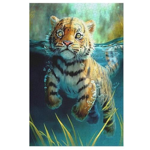 Holzpuzzles 1000 Teile Tiger -Puzzle Für Jungen Und Mädchen, Schwierigkeitsgrad, Lernspiele, Familienspielzeug 78×53cm von HHXXXHH