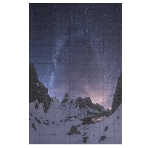 Holzpuzzles 1000 Teile Winterstraße -Puzzle Für Jungen Und Mädchen, Schwierigkeitsgrad, Lernspiele, Familienspielzeug 78×53cm von HHXXXHH
