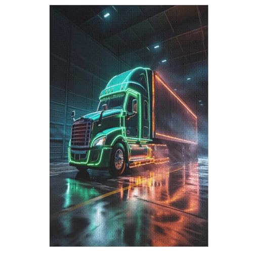 LKW Holzpuzzle - Puzzle Für Erwachsene, 1000-teilige Puzzles Für Teenager Und Kinder, Herausfordernde Spiele 78×53cm von HHXXXHH