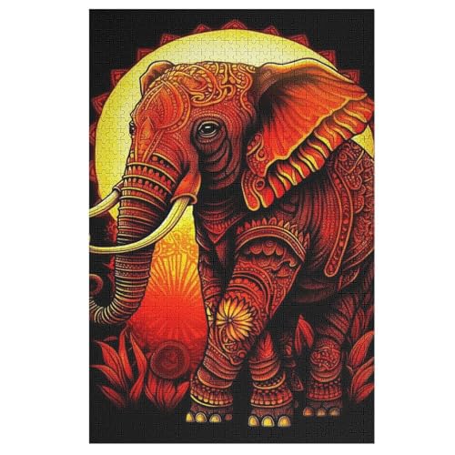 Puzzle Elefant, 1000 Puzzleteile Für Kinder, Holzpuzzles, Geeignet Für Erwachsene Lernspiel, 78×53cm von HHXXXHH