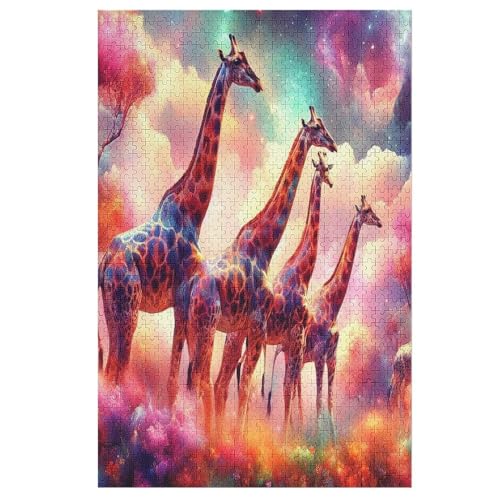 Puzzle Giraffe, 1000 Puzzleteile Für Kinder, Holzpuzzles, Geeignet Für Erwachsene Lernspiel, 78×53cm von HHXXXHH
