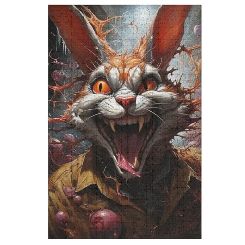 Puzzle Kaninchen, 1000 Puzzleteile Für Kinder, Holzpuzzles, Geeignet Für Erwachsene Lernspiel, 78×53cm von HHXXXHH