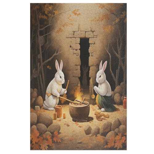 Puzzle Kaninchen, 1000 Puzzleteile Für Kinder, Holzpuzzles, Geeignet Für Erwachsene Lernspiel, 78×53cm von HHXXXHH
