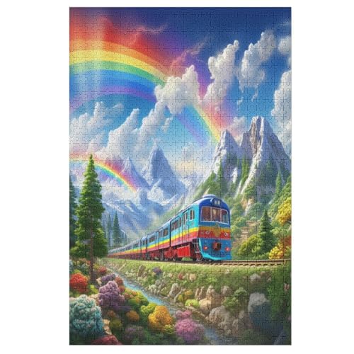 Puzzle Regenbogenzug, 1000 Puzzleteile Für Kinder, Holzpuzzles, Geeignet Für Erwachsene Lernspiel, 78×53cm von HHXXXHH