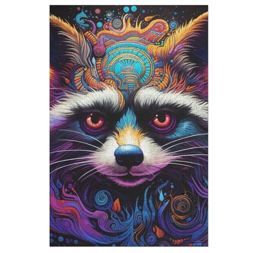 Puzzle Waschbär, 1000 Puzzleteile Für Kinder, Holzpuzzles, Geeignet Für Erwachsene Lernspiel, 78×53cm Puzzle Waschbär, 1000 Puzzleteile Für Kinder, Holzpuzzles, Geeignet Für Erwachsene Lernspiel, 78×53cm von HHXXXHH