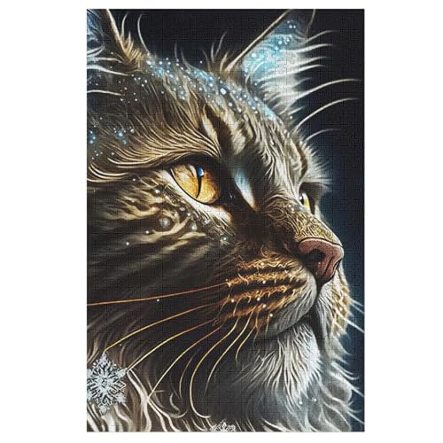 Puzzles Für Erwachsene, 1000 Teile, Katze, Kreative Holzpuzzles, Praktisches Spiel, Familiendekoration 78×53cm von HHXXXHH