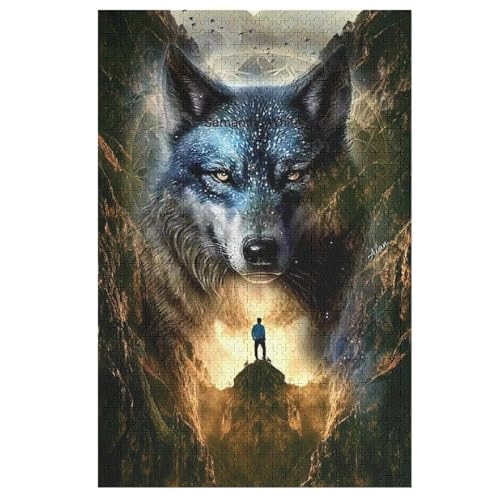 Puzzles Für Erwachsene Wolf,1000-teilige Puzzle Für Kinder Ab 12 Jahren, Holzpuzzles Für Die Heimdekoration, 78×53cm von HHXXXHH