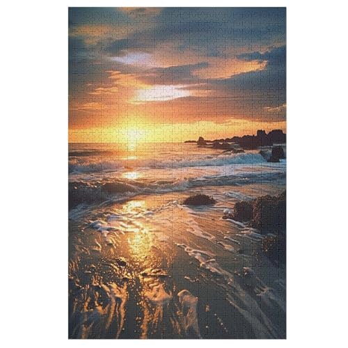 Sonnenuntergang-Puzzle Für Erwachsene, 1000 Teile, Holzpuzzle, Kinderpuzzle, Dekompressionsspiel, Spielzeugpuzzle 78×53cm von HHXXXHH