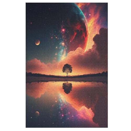 Verträumter surrealer Sonnenuntergang -Puzzle, 1000 Teile,Holzpuzzle Für Erwachsene Kinder, Lustiges Spielzeug, Denkspiel, Bildungsspiel, 78×53cm von HHXXXHH