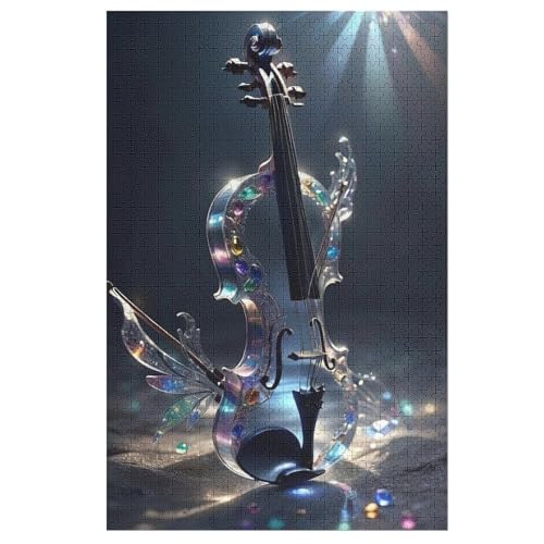 Violine Holzpuzzle 1000 Teile Klassische Puzzles Erwachsene Kinder Puzzle DIY Kit Holzspielzeug Einzigartiges Geschenk 78×53cm von HHXXXHH