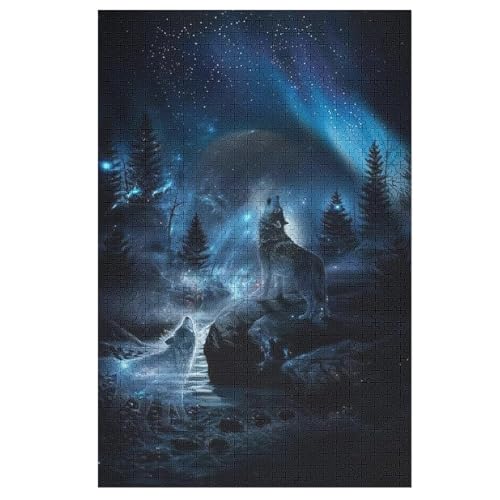 Wolf 1000 Teile Puzzles Für Erwachsene Holzpuzzle Familienpuzzlespiel Stressabbau-Puzzle Für Kinder Ab 12 Jahren 78×53cm von HHXXXHH