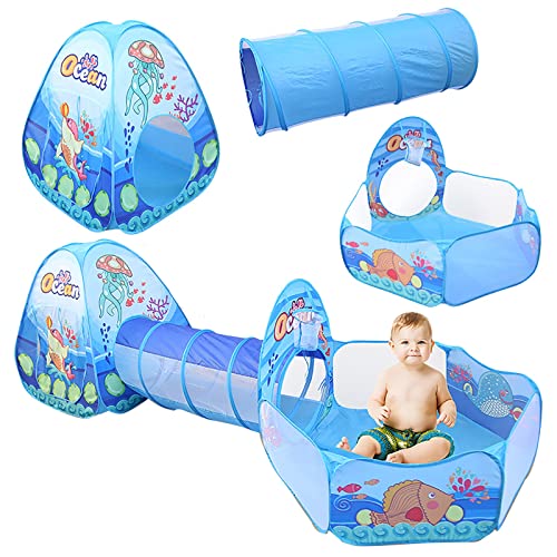 Kinder-Spielzelt und Tunnel, 3-in-1, Kleinkinder, Krabbeltunnel, Spielhaus, Bällebad, Faltzelt mit Reißverschluss,Baby-Spielzeug,Geschenke für Kinder, Mädchen, Jungen, Innen- und Außenbereich Kinder-Spielzelt und Tunnel, 3-in-1, Kleinkinder, Krabbeltunnel, Spielhaus, Bällebad, Faltzelt mit Reißverschluss,Baby-Spielzeug,Geschenke für Kinder, Mädchen, Jungen, Innen- und Außenbereich von HI SUYI