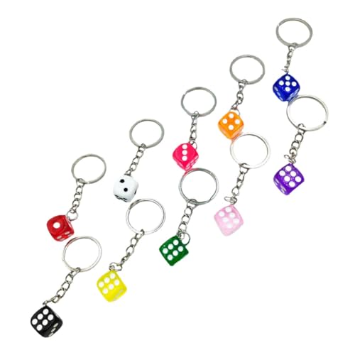 HIAKDOFT 10 Stück Teiliges Bunter Würfel Schlüsselanhänger aus Robustem Resin Mini Dice Anhänger für Rucksack und Tasche Tragbarer Glücksbringer Farbenfrohe Würfel Deko für Schule und HIAKDOFT 10 Stück Teiliges Bunter Würfel Schlüsselanhänger aus Robustem Resin Mini Dice Anhänger für Rucksack und Tasche Tragbarer Glücksbringer Farbenfrohe Würfel Deko für Schule und von HIAKDOFT