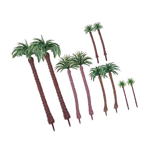 HIAKDOFT 10 Stück Teiliges Kunststoff Palmenmodell Realistische Miniatur Kokospalmen für Landschaftsmodell DIY Bastelmaterial Dekorative Mini Palmen für Sandtisch und Diorama von HIAKDOFT