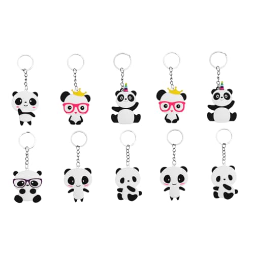 HIAKDOFT 10Stücke Cartoon Panda Schlüsselanhänger aus Kreative Dekoration für Taschen und Schlüssel als für Panda von HIAKDOFT