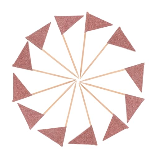 HIAKDOFT 12 Stück Teiliges Cake Picks Dreieckige Party Food Flaggen Roségold Vielseitige Dessert und Obstdekorationsspieße für Geburtstage Hochzeiten und Feiern Leichte Tragbare Sandwich von HIAKDOFT