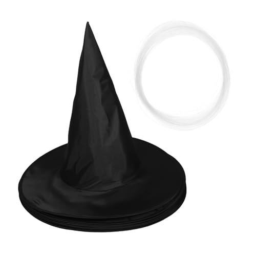 HIAKDOFT 12 Stück Teiliges Halloween Hexenhut aus Schwarzem Stoff Weiche Atmungsaktive Kostümaccessoires zum Tragen und Aufhängen mit Seil für Hexen und Zaubererlook Geeignet für Innen und von HIAKDOFT