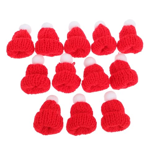 HIAKDOFT 12 Stück Teiliges Mini Strick Weihnachtsmützen Handgefertigte DIY Deko Rote Kleine Nikolaus Hüte für Puppen Pflanzen und Weihnachtsdeko Festliche Bastelaccessoires für Familie und von HIAKDOFT