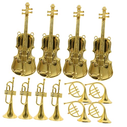 HIAKDOFT 12 Stück Teiliges Mini musikinstrumente Deko Weihnachten Goldfarbene Trompete Violine und Horn Leichte Wand Fensterhänger Kompakte Christbaumschmuck Ornamente für Festtagsdeko HIAKDOFT 12 Stück Teiliges Mini musikinstrumente Deko Weihnachten Goldfarbene Trompete Violine und Horn Leichte Wand Fensterhänger Kompakte Christbaumschmuck Ornamente für Festtagsdeko von HIAKDOFT