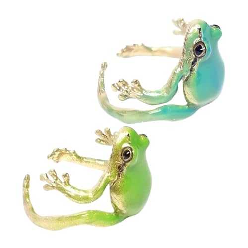 HIAKDOFT 2 Stück Grüner Froschring Zarter Lustiger Tierring Charms Offene Ringe Frosch Partygeschenke Vintage Ring Ornament Verstellbarer Baum Süßer Froschring Umarmungsringe Für HIAKDOFT 2 Stück Grüner Froschring Zarter Lustiger Tierring Charms Offene Ringe Frosch Partygeschenke Vintage Ring Ornament Verstellbarer Baum Süßer Froschring Umarmungsringe Für von HIAKDOFT