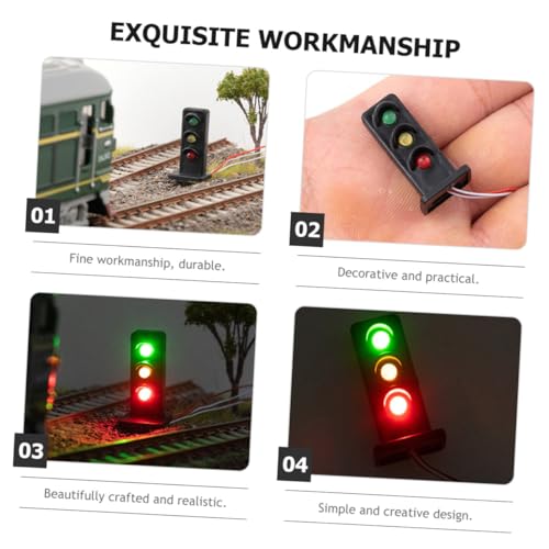 HIAKDOFT 2 Stück Miniatur Modellbahn Signals Lights Kompakte Sandtisch Dekoration Realistische Eisenbahn Landschaft Beleuchtung Modellbahn Zubehör für DIY Sandtisch und Miniaturlandschaft von HIAKDOFT