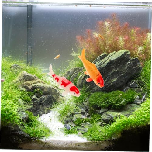 HIAKDOFT 2 Stück Realistische Koi Fisch Modelle Langlebige Kunststoff Goldfisch Deko für Aquarium und Fischbecken Farbecht Schwimmend Kleines Fischfiguren Ornament für Lebendige von HIAKDOFT