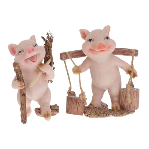 HIAKDOFT 2 Stück Realistische Schwein Dekofigur aus Hochwertigem Resin Detailreiches Pig Modell Kreative Haus und Gartendekoration Langlebiges Dekoratives Schwein Kunsthandwerk von HIAKDOFT
