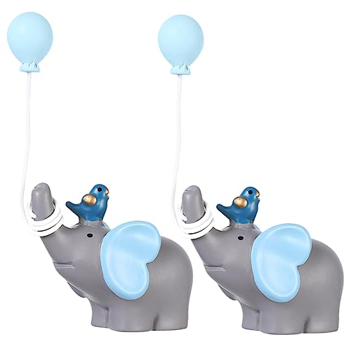 HIAKDOFT 2 Stück Teiliges Resin Miniaturfiguren Blau Niedliche Tierfiguren für Kuchendekoration Babyparty und Geburtstagsdeko Süße Handgefertigte Kunstwerke als Babygeschenk und Tischdeko von HIAKDOFT