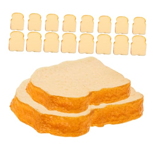 HIAKDOFT 20 Stück Teiliges Realistischer Fake Toast Brotscheiben Detailgetreue Simulation aus Kunstmaterial Miniaturisierte Dekoration für Küche Fotografie Party und Kreative Wohnakzente von HIAKDOFT