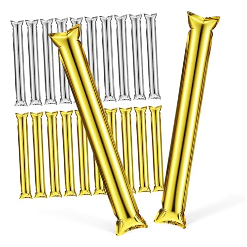 HIAKDOFT 24stücke Aufblasbare Cheer Sticks Aus Aluminiumfolie Für Sportveranstaltungen Konzerte Und Partys Lärm Und Stimmungsmacher Und Leicht Und Tragbar Schnelle Inflation von HIAKDOFT
