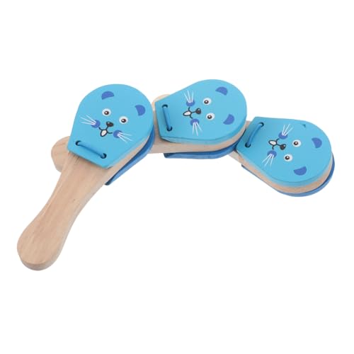 HIAKDOFT 3 Stück Teiliges Holz Rasselinstrument für Kleinkinder mit Mausmotiv Ergonomische Castagnetten Leicht zu Greifen Fördert Frühe Musikbildung Hand Auge Koordination und Kognitive von HIAKDOFT