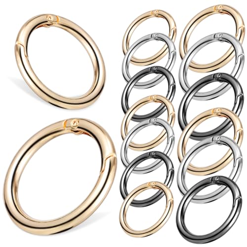 HIAKDOFT 30 Stück Teiliges Runde Karabinerhaken für Taschen Riemen Schlüsselanhänger Langlebige Metallclips in Gold Schwarz Silber Vielseitig Einsetzbar für Handtaschen Zubehör und DIY von HIAKDOFT