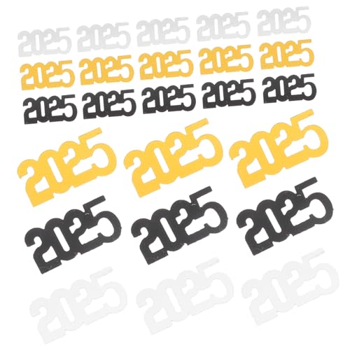 HIAKDOFT 3er Pack Silvester Konfetti Tischdeko Schwarz Gold Silber Partystreudeko für Abschlussfeier und Neujahrsdekoration Sichere Vielseitige Partydeko mit Funkelndem von HIAKDOFT