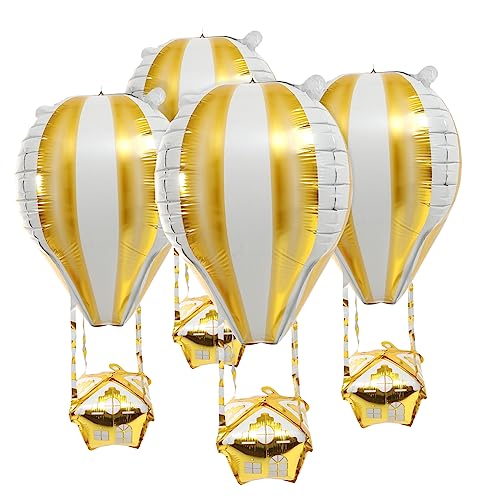HIAKDOFT 4 Stück Aluminium Folienballons Heißluftballons für Kindergeburtstagsfeiern und Festdekorationen Gold Dekorative Luftballons für Hochzeiten Neujahr und von HIAKDOFT