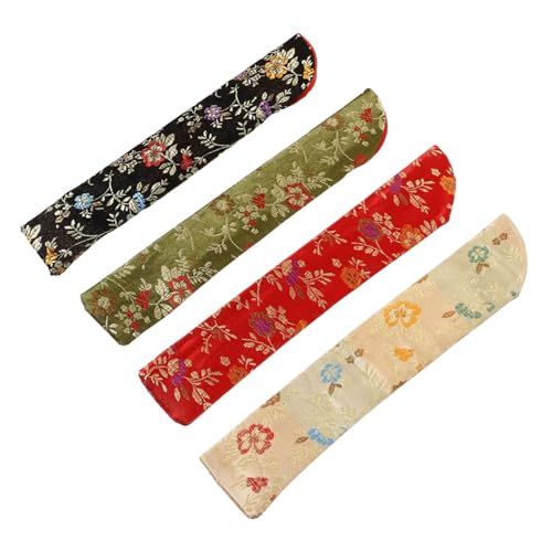 HIAKDOFT 4 Stück Japanische Fächerhülle aus Robustem Faltbare Handventilator Tasche in Rot Schwarz Gelb Grün Leicht Langlebig Tragbar für Hochzeiten Partys und Geschenkverpackung von HIAKDOFT