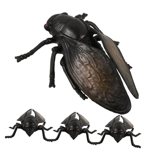 HIAKDOFT 4 Stück Kinderspielzeug lebensechtes Insekt Simulation von Zikaden Insektendekor Mini-Zikade Lebensechte Simulation eines Insektenmodells Insektenmodell Plastik Schwarz von HIAKDOFT
