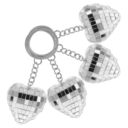 HIAKDOFT 4 Stück Teiliges Silberner Herz Schlüsselanhänger mit Disco Ball Design Leichte Schlüsselringe als Party Deko für Rucksack Tasche für Disco Events und Alltag HIAKDOFT 4 Stück Teiliges Silberner Herz Schlüsselanhänger mit Disco Ball Design Leichte Schlüsselringe als Party Deko für Rucksack Tasche für Disco Events und Alltag von HIAKDOFT
