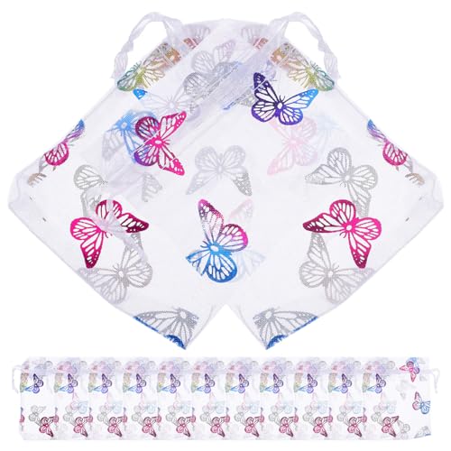 HIAKDOFT 50 Stück Organza Beutel mit Schmetterlingsmotiv Dekorative Netzsäcke für Schmuck Süßigkeiten Praktische Zugbandtaschen für Hochzeiten und Partys HIAKDOFT 50 Stück Organza Beutel mit Schmetterlingsmotiv Dekorative Netzsäcke für Schmuck Süßigkeiten Praktische Zugbandtaschen für Hochzeiten und Partys von HIAKDOFT